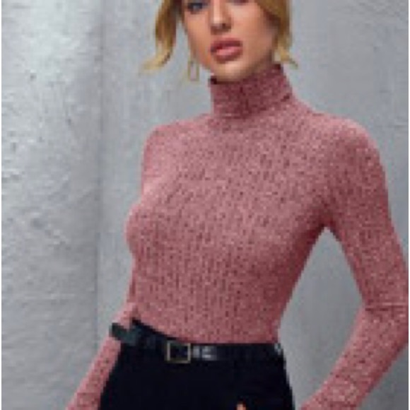 Pink High Neck Rib-Knit Top - Picture 2 of 3